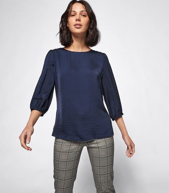Preview Hammered Satin Shell Top - Midnight Blue