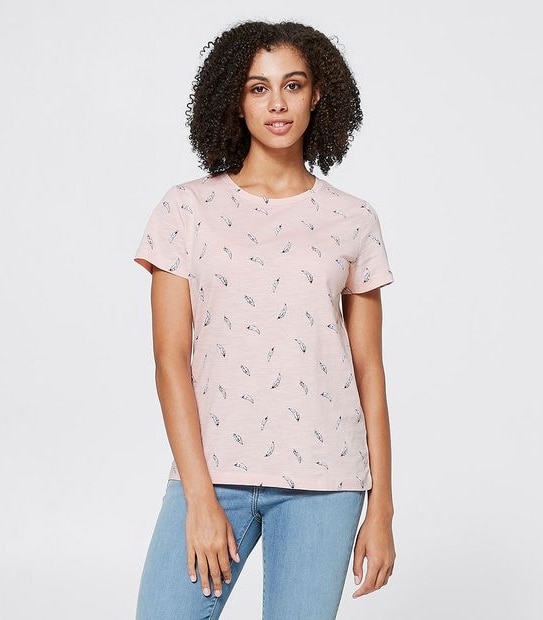 Fitted Crew Neck T-Shirt - Feather Lotus