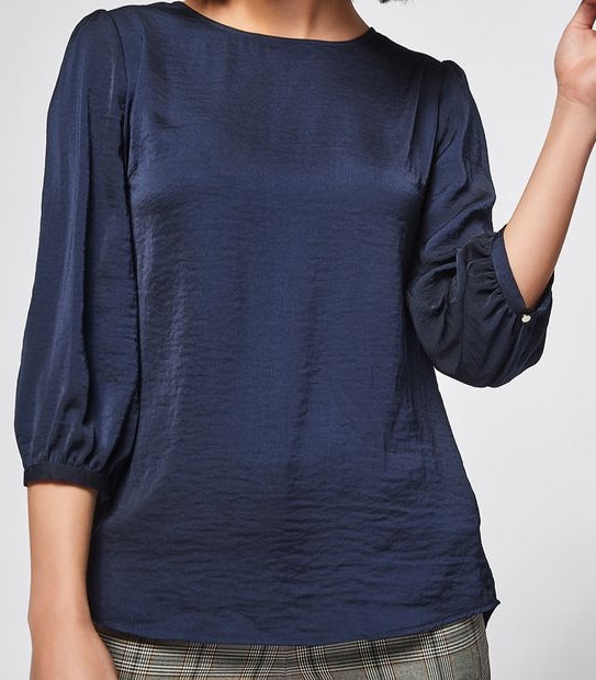 Preview Hammered Satin Shell Top - Midnight Blue