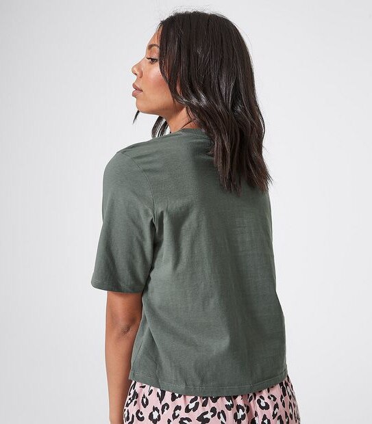 Lily Loves Slogan Sleep T-Shirt - Khaki Green Avo Club