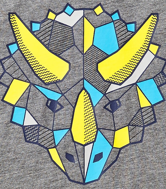 Long Sleeve Geometric Dinosaur Print T-Shirt