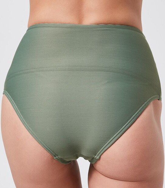 Lily Loves High Cut Bikini Briefs - Khaki Green Textured