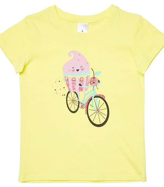 Short Sleeve Cupcake On Bike  Print T-Shirt