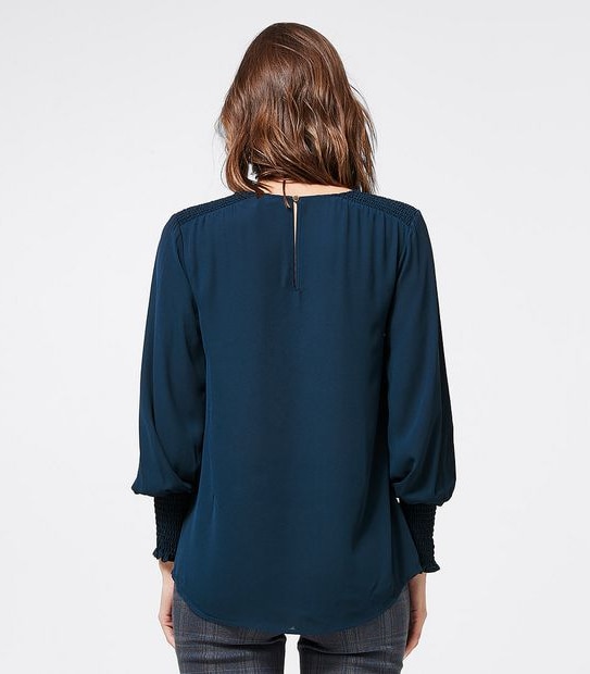 Preview Relaxed Smock Shoulder Shell Top - Ink Blue