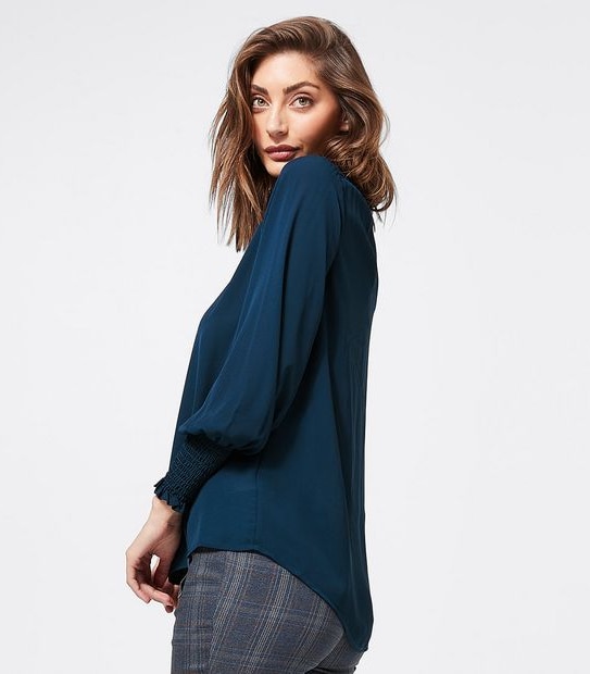 Preview Relaxed Smock Shoulder Shell Top - Ink Blue