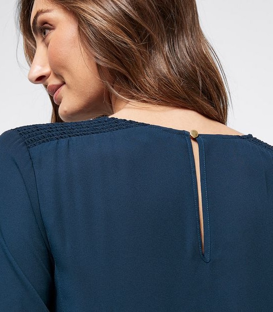 Preview Relaxed Smock Shoulder Shell Top - Ink Blue