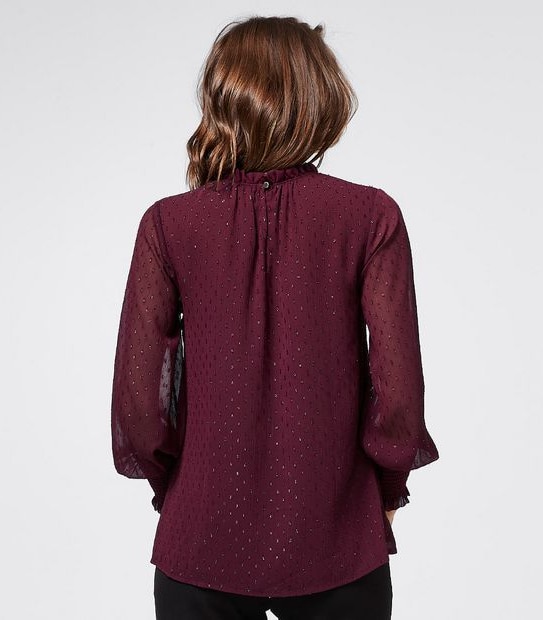 Preview Luxe Dobby High Neck Top - Burgundy Fig