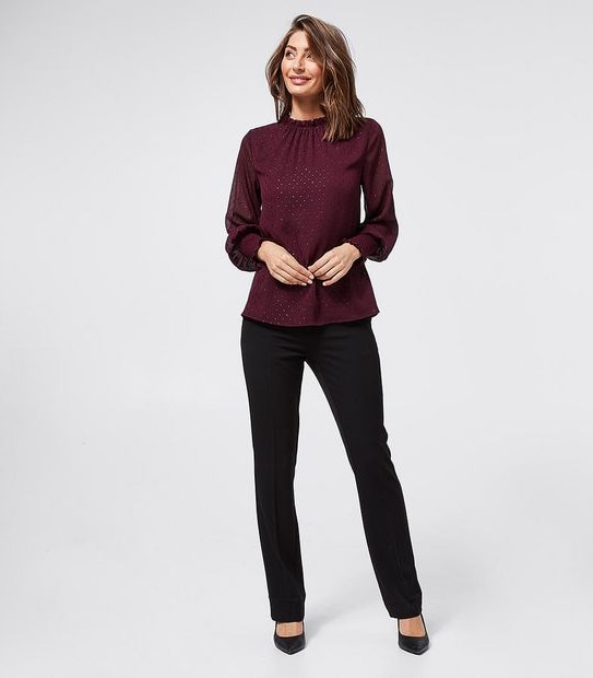 Preview Luxe Dobby High Neck Top - Burgundy Fig