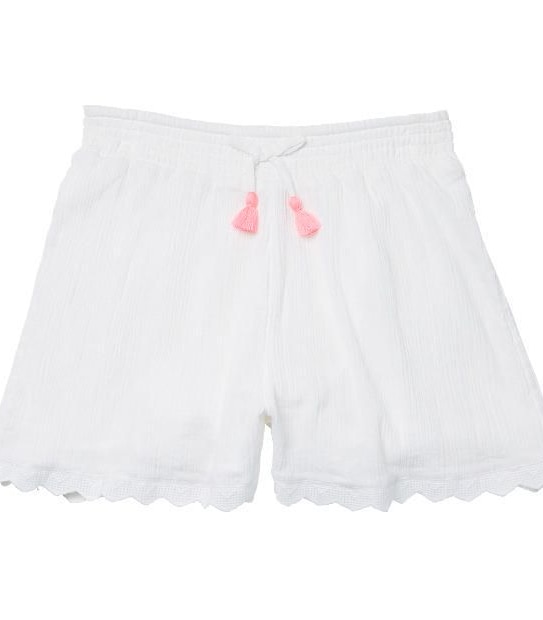 Scalloped Hem Cheesecloth Shorts