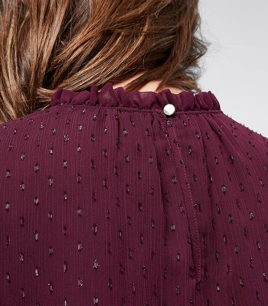 Preview Luxe Dobby High Neck Top - Burgundy Fig