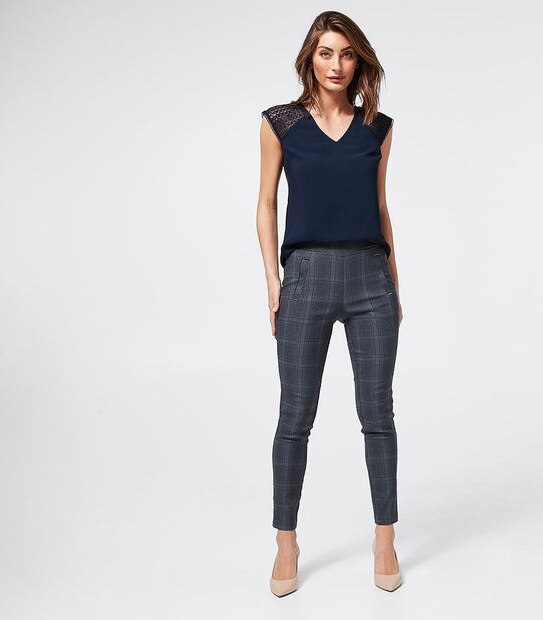 Preview Skinny Trouser Leggings - Grey/Blue Check