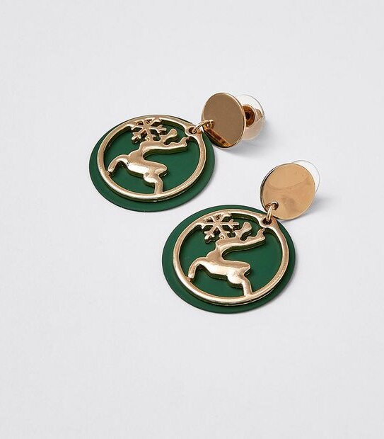 Reindeer Cut Out Earrings - Gold 