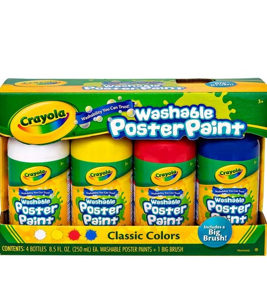 Crayola Washable 4 Pack Poster Paint - Classic Colours