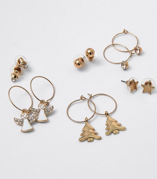 6 Pack Angel Earrings - Gold