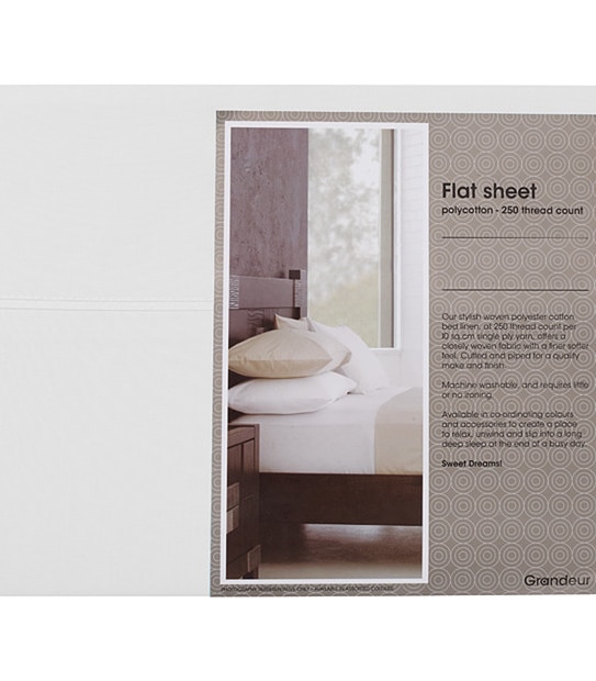 Grandeur 250 Thread Count Flat Sheet - Queen Bed
