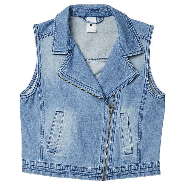 Vintage Blue Denim Biker Vest | Target Australia