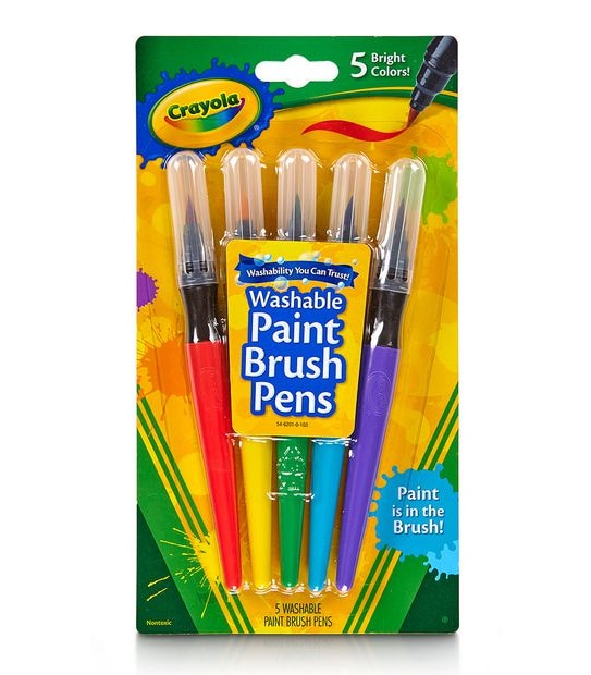Crayola 5 Pack Washable Paint Brush Pens Classic Colours