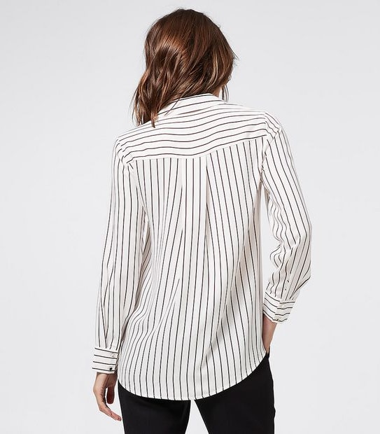Preview Striped Relaxed Shirt - Ivory/Fig Brown
