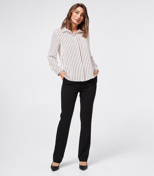 Preview Striped Relaxed Shirt - Ivory/Fig Brown
