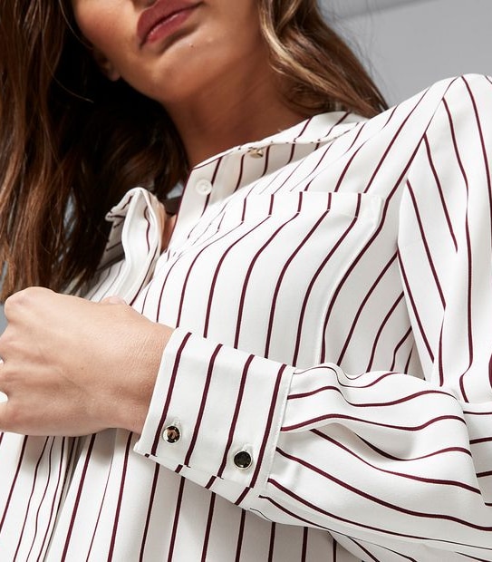 Preview Striped Relaxed Shirt - Ivory/Fig Brown
