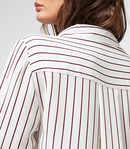 Preview Striped Relaxed Shirt - Ivory/Fig Brown