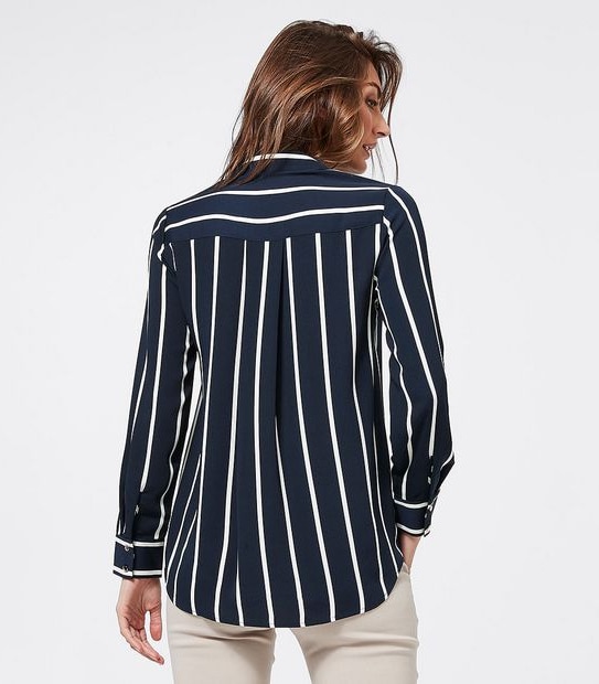 Preview Long Sleeve Relaxed Shirt - Navy Blue/White Stripe