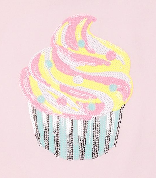 Short Sleeve Sequin Cupcake T-Shirt