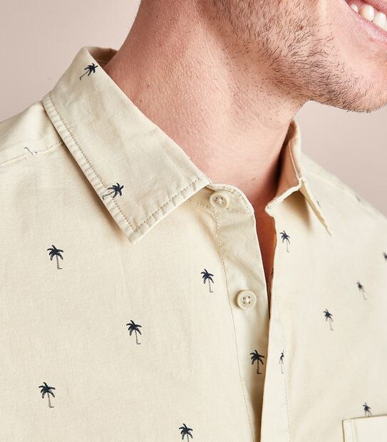 Garment Dyed Palm Print Shirt