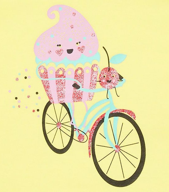 Short Sleeve Cupcake On Bike  Print T-Shirt