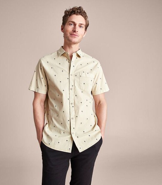 Garment Dyed Palm Print Shirt