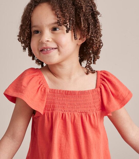 SE252934_03 FRILL SLEEVE SHIRRED NECK TANK RED | Target Australia