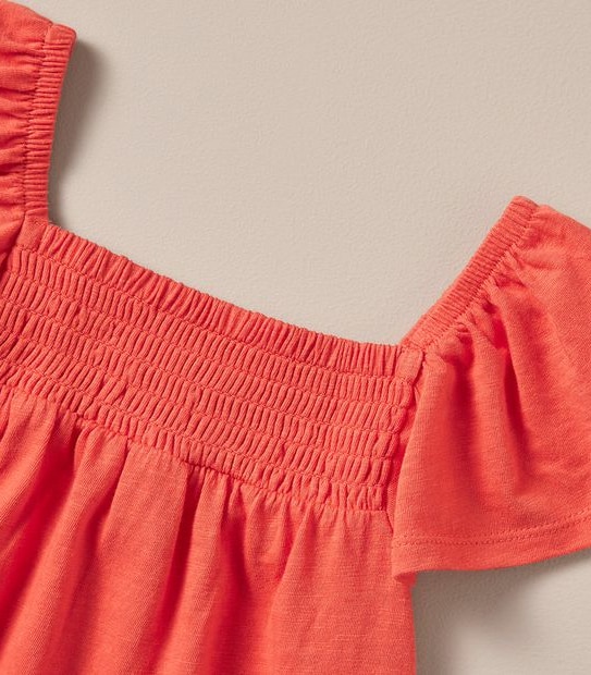 SE252934_03 FRILL SLEEVE SHIRRED NECK TANK RED 5 of 5