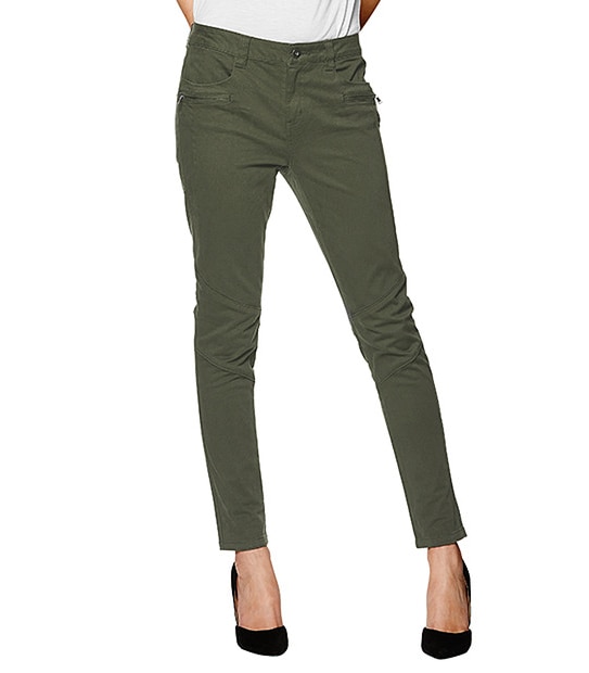 Skinny Panelled Jeans- Khaki