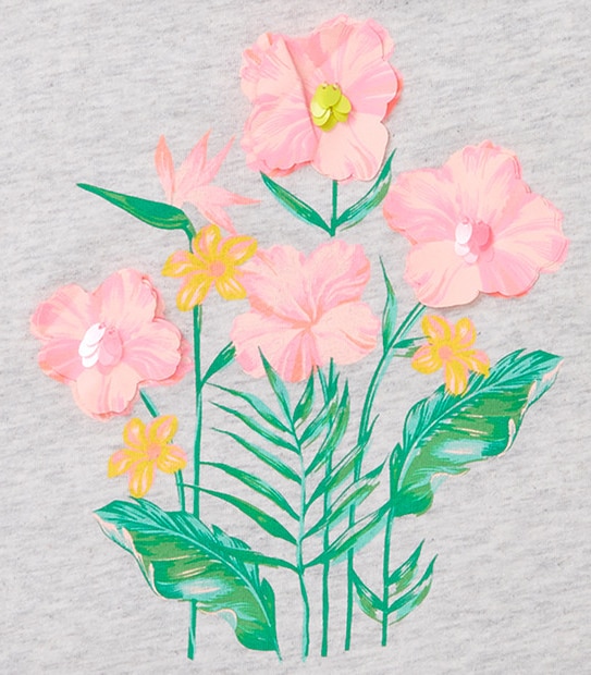 Girls' Short Sleeve Flower Applique T-Shirt