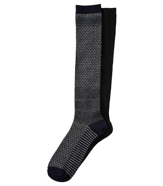 2 Pack Rib Fine Knit Knee High Socks