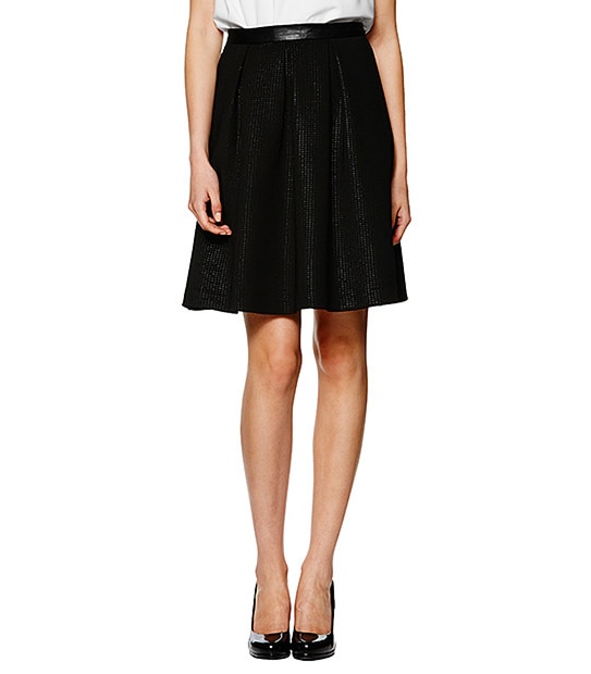 Perforated Flare Skirt - Black