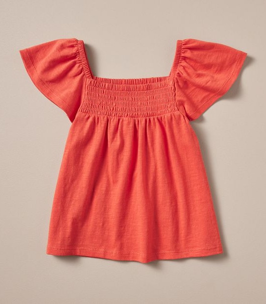 SE252934_03 FRILL SLEEVE SHIRRED NECK TANK RED