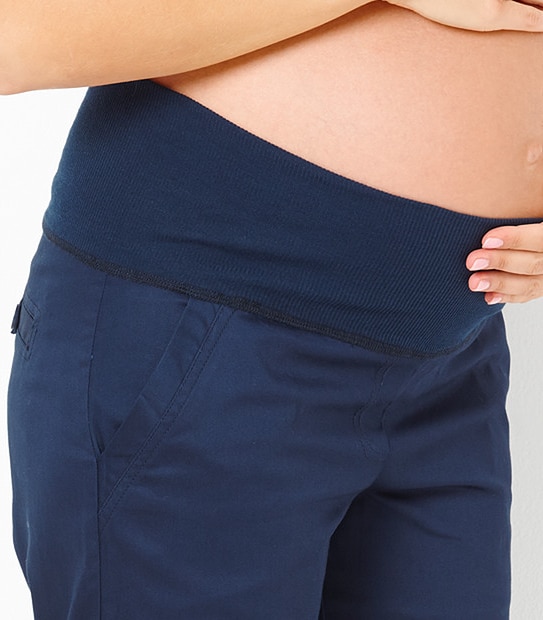 Maternity Sateen Pants with Cuff - Navy Blue