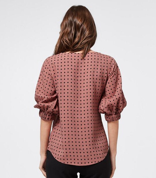 Preview Elbow Length Sleeve Shell Top - Blush Rose Pink Spot 