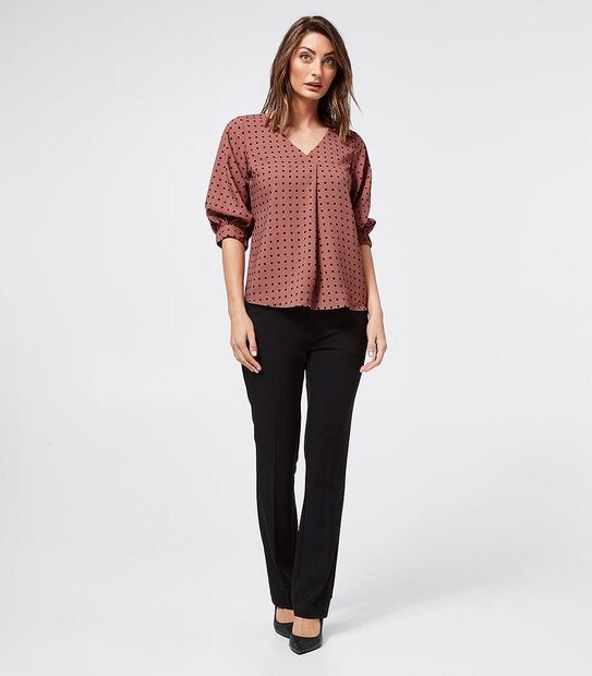 Preview Elbow Length Sleeve Shell Top - Blush Rose Pink Spot 