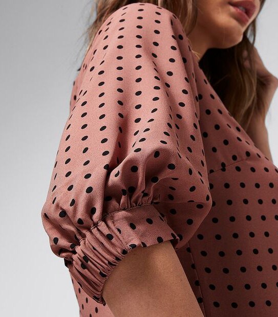 Preview Elbow Length Sleeve Shell Top - Blush Rose Pink Spot 
