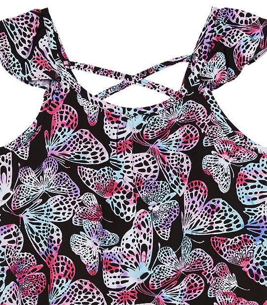 Butterfly Print Flutter Sleeve Dress 3 of 3