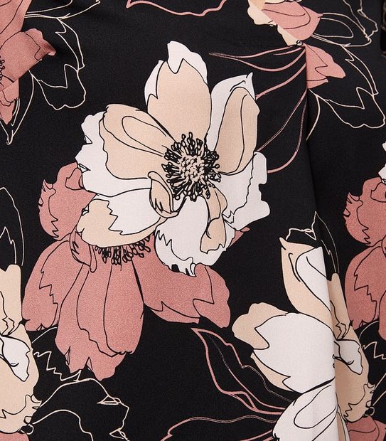 Preview Elbow Length Sleeve Shell Top - Pink Line Floral