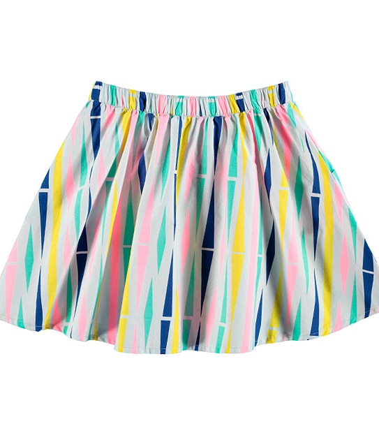 Girls' Fluoro Stripe Print A-Line Skirt