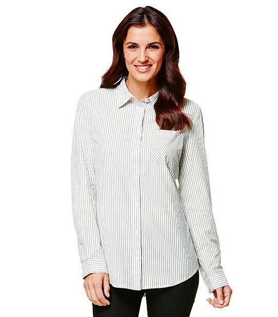 Boyfriend Shirt - Khaki Stripe