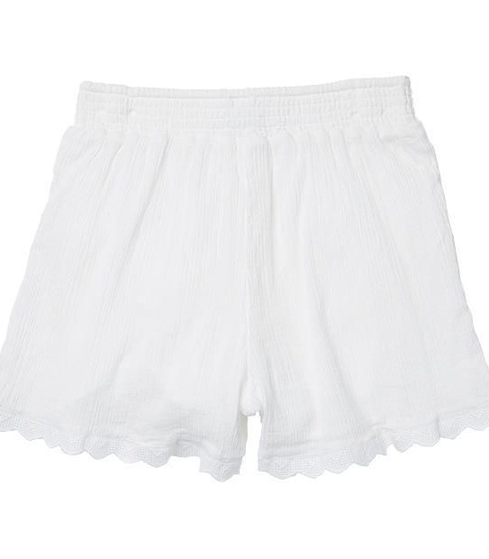 Scalloped Hem Cheesecloth Shorts