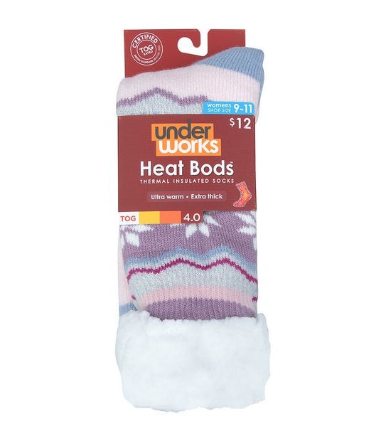Underworks Heat Bods&trade; Thermal Insulated Socks - 4.0 TOG - Fair Isles Blue