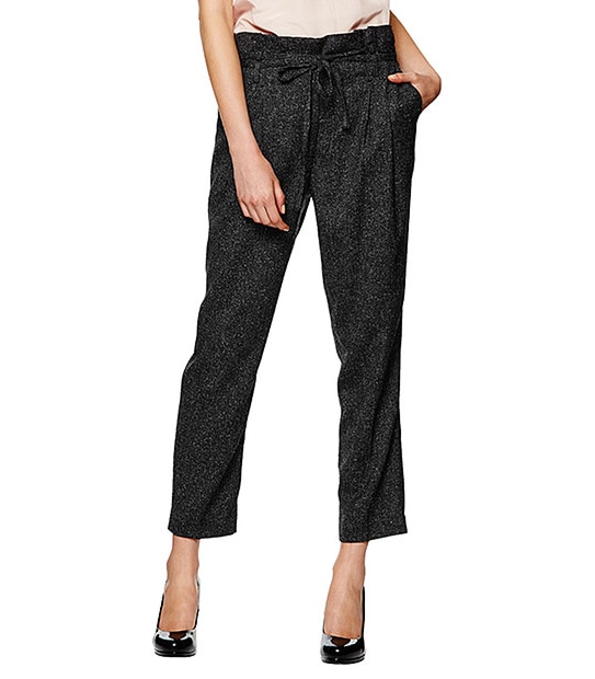 Textured Peg Leg Pants - Grey