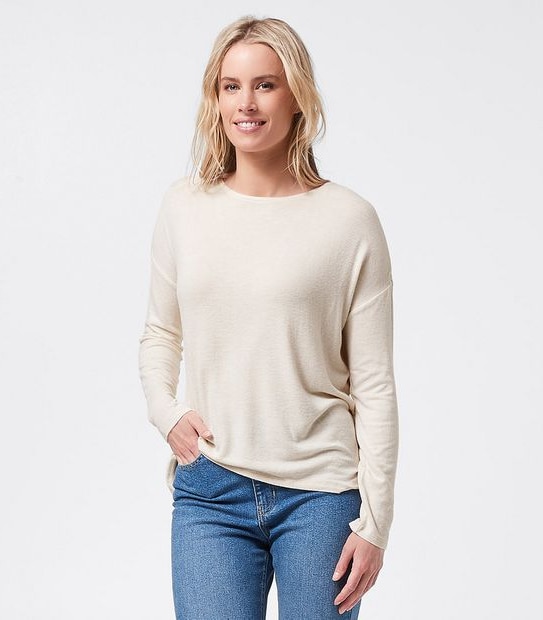 Lily Loves Long Sleeve V-Back Jumper - Oatmeal Marle