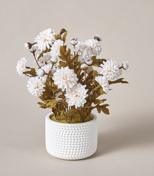Faux Marigold Plant in Ceramic Pot